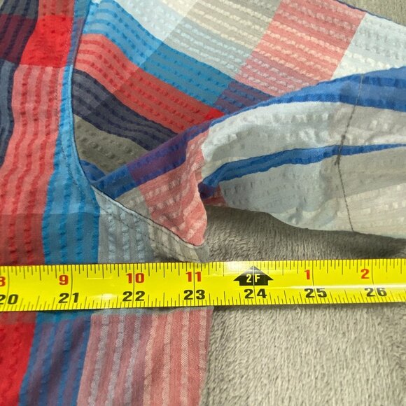 Patagonia Puckerware Shirt Mens Large Blue Red Gray Warm Wear Comfort Button Up - Picture 8 of 11